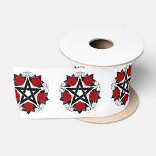 Lazo De Raso Pentagram con rosas rojas