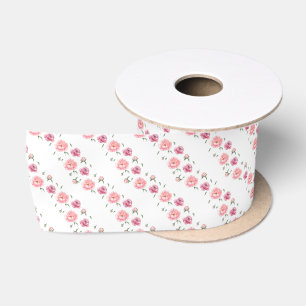 Lazo De Raso Peonías acuarela rosa nupcial