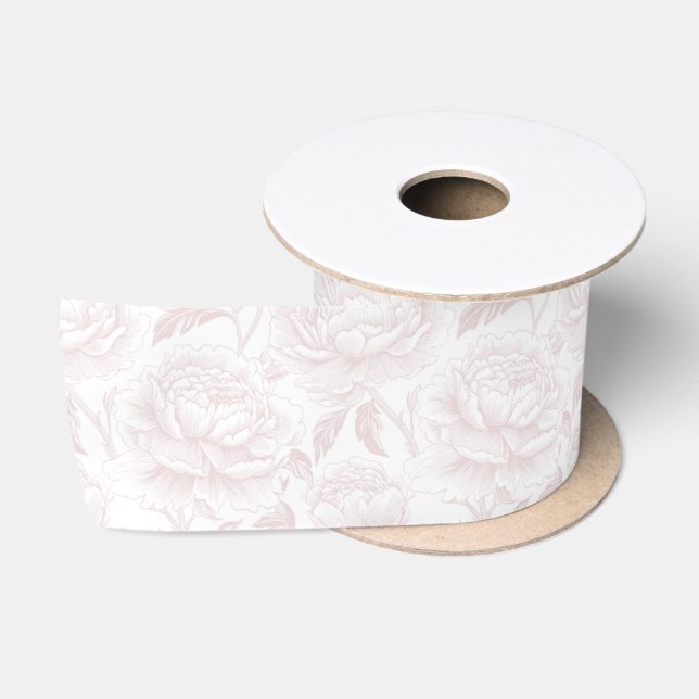 Lazo De Raso Peonías de Chinoiserie Rosa Rubor (Carrete)