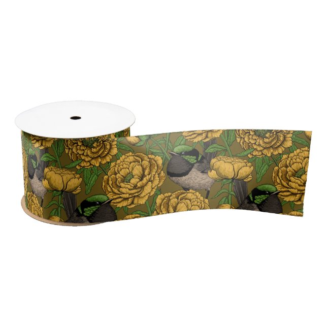 Lazo De Raso Peonies y wrens (Carrete)