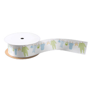 Lazo De Raso Pequeña ropa azul y verde Baby Shower