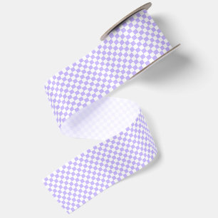 Lazo De Raso Pequeño Cuadros Lavanda y Blanco