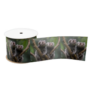 Lazo De Raso Pequeños titanes de marmoset entre las ramas,
