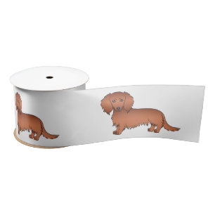 Lazo De Raso Perrito Caricatura Lindo Dachshund Pelo Largo Rojo