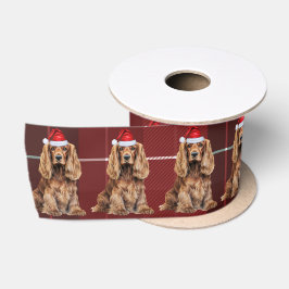 Lazo De Raso Perro Cocker Spaniel Plaid Divertido de Navidad