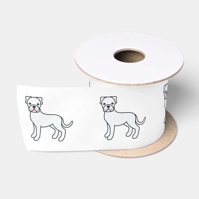 Lazo De Raso Perro de caricatura blanco (Carrete)