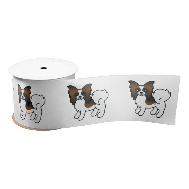 Lazo De Raso Perro de dibujos animados lindo Papillon Sable (Carrete)