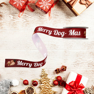 Lazo De Raso Perro Feliz -Perro de Navidad Carmesí Amantes de l