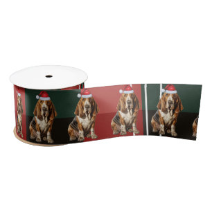 Lazo De Raso Perro Lover Basset Hound Red Green Plaid Navidades