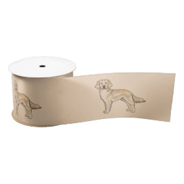 Lazo De Raso Perros beige de color amarillo de la cresta de oro