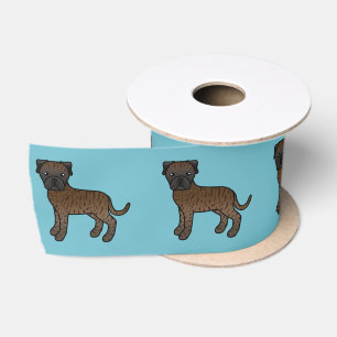 Lazo De Raso Perros Bullmastiff Atigrados de Dibujos Animados L