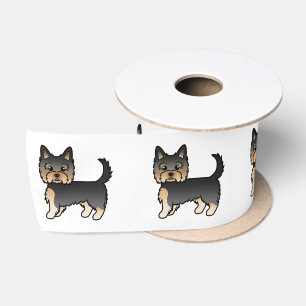 Lazo De Raso Perros de dibujos animados Yorkshire Terrier negro