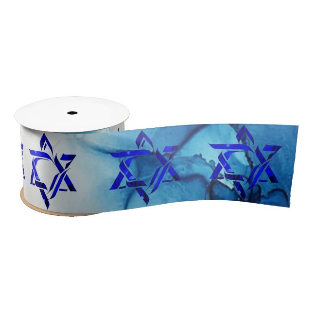 Lazo De Raso Personalice la cinta satinada HANUKKAH HEBREW STAR (Carrete)