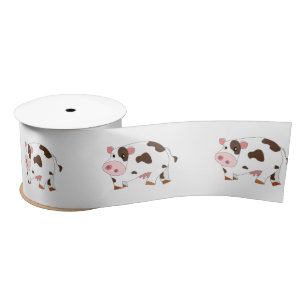 Lazo De Raso Personalizado Cows Satin Ribbon Feliz