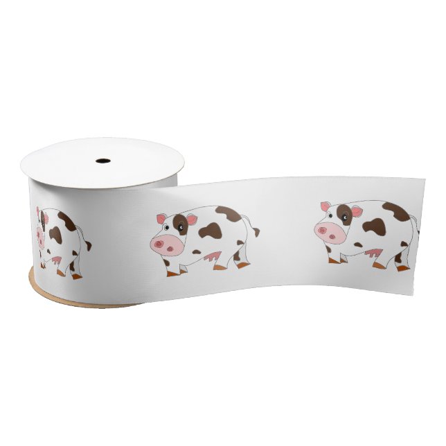 Lazo De Raso Personalizado Cows Satin Ribbon Feliz (Carrete)