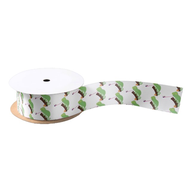 Lazo De Raso Personalizado de lagarto de camaleón verde lindo (Carrete)