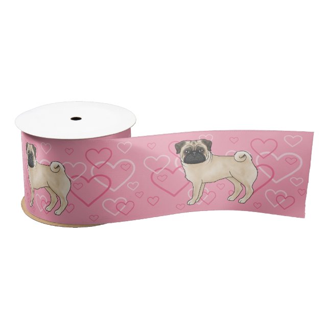 Lazo De Raso Personalizado De Perro De Pug De Amanecer Con Patr (Carrete)