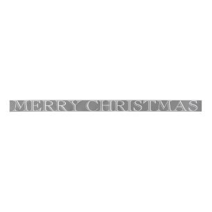 Lazo De Raso Personalizado Feliz Navidad Elegante Gris Blanco