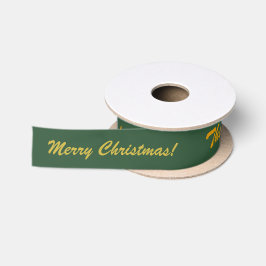 Lazo De Raso Personalizado Feliz Navidad y nombre familiar Verd