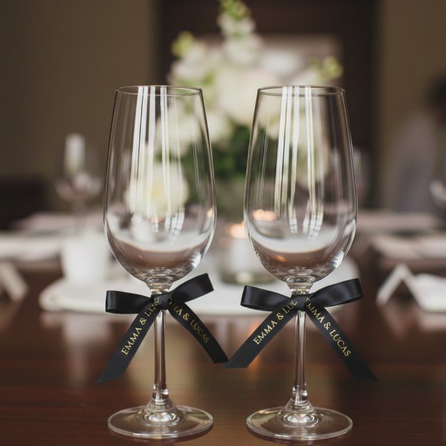 Lazo De Raso Personalized Black Ribbon with Gold Name Text (Subido por el creador)