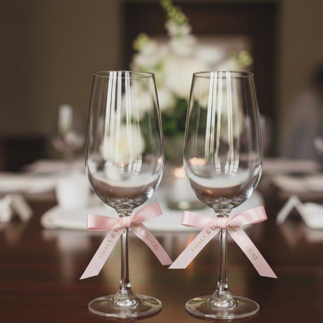 Lazo De Raso Personalized Blush Pink Ribbon with Gold Name Text (Subido por el creador)