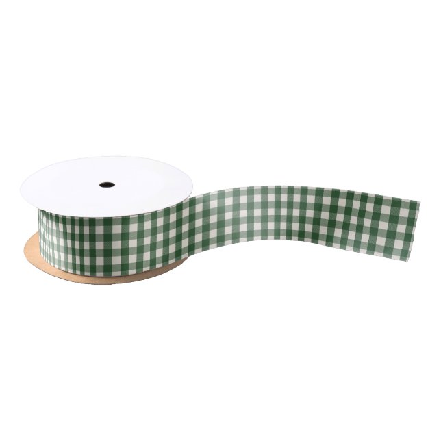Lazo De Raso Pine Needle Lane - Pine Green Gingham Pattern (Carrete)