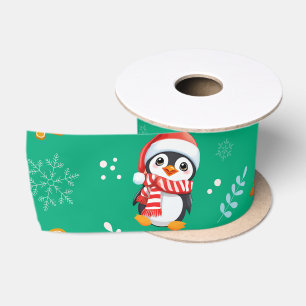 Lazo De Raso Pingüino Santa Feliz Feliz Feliz Navidad