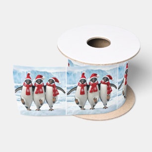 Lazo De Raso Pingüinos de Navidad bailando en glaciar ártico