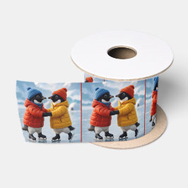 Lazo De Raso Pingüinos patinando sobre hielo