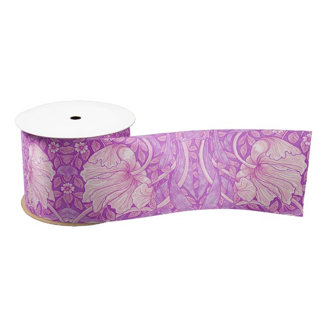 Lazo De Raso Pink orange,pimpernel,William Morris, pattern reva (Carrete)