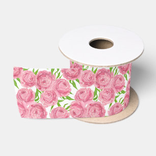 Lazo De Raso Pink peonies acuarela