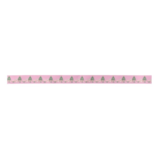 Lazo De Raso Pink Truck Christmas Ribbon (Anverso)