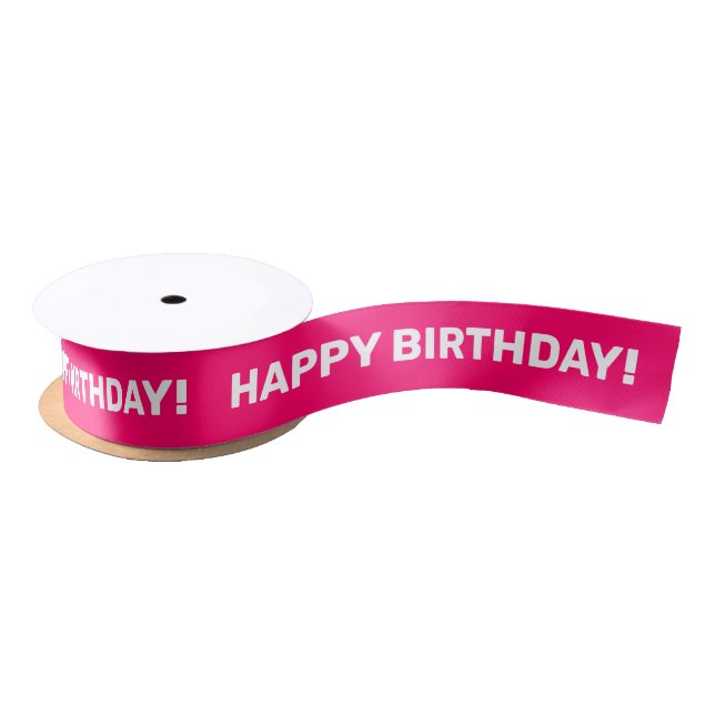 Lazo De Raso Pink White Happy Birday (Carrete)
