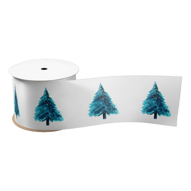 Lazo De Raso Pino Navidad Azul Verde (Carrete)