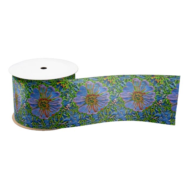 Lazo De Raso Pintura de flores moradas (Carrete)