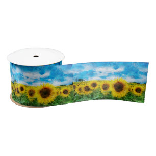 Lazo De Raso Pintura de girasoles