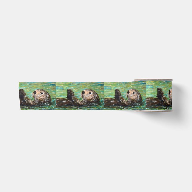Lazo De Raso Pintura de Nutria Marina (Anverso)