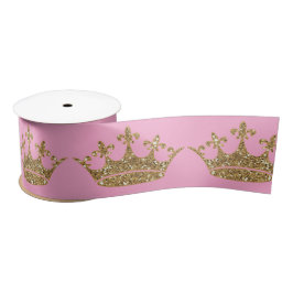 Lazo De Raso Pirineo corona oro Satin Ribbon Spool Pink Bow