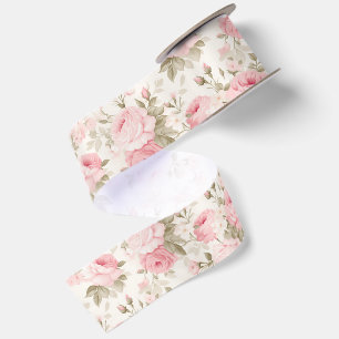 Lazo De Raso PixDezines Rosas Acuarela Vintage Rosado Rubor