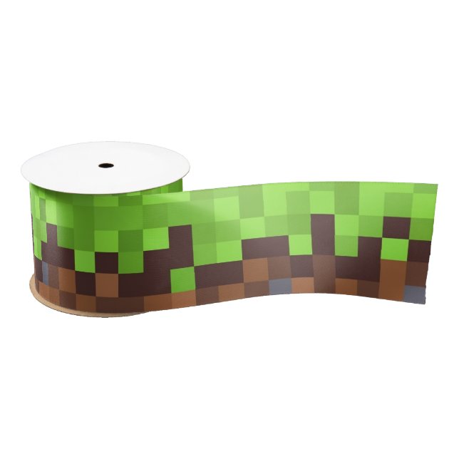Lazo De Raso Pixel grass gamer birthday  (Carrete)