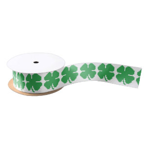 Lazo De Raso Pixel Lucky Four Leaf Clover de 8 bits