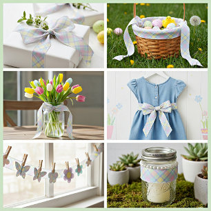 Lazo De Raso Plaid pastel 