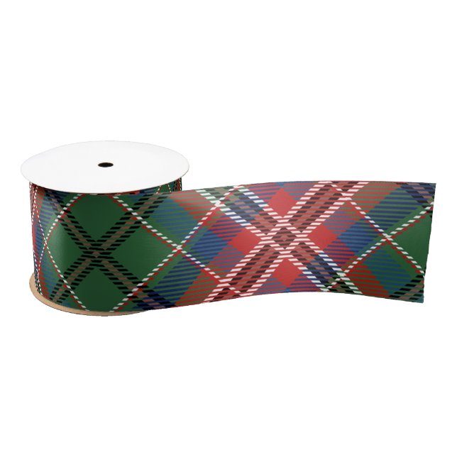 Lazo De Raso Plaid Rustic Green Red MacCulloch Tartan (Carrete)