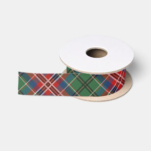 Lazo De Raso Plaid Rústico Rojo Verde Tartán Elegante