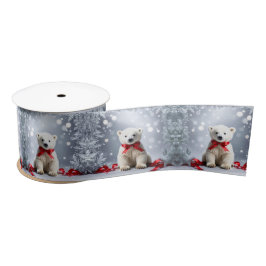 Lazo De Raso Polar Bear Christmas Satin Ribbon