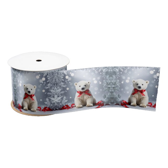 Lazo De Raso Polar Bear Christmas Satin Ribbon (Carrete)