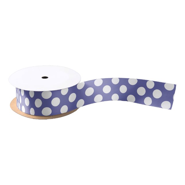 Lazo De Raso polka blanco púrpura se pone perwinkle (Carrete)