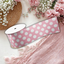 Lazo De Raso Polkadots rosas y blancos Elegante satinado Baby S