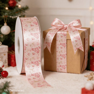Lazo De Raso Polvo Rosa Desvaído de Coqueta Parisina Navidad