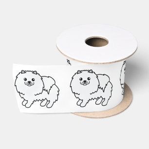 Lazo De Raso Pomerania Blanca Perro De Dibujos Animados Lindo